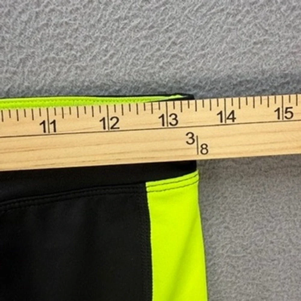 Nike Running Leggings Dri-FIT Crop Tight Fit Small Black Yellow Neon Athletic